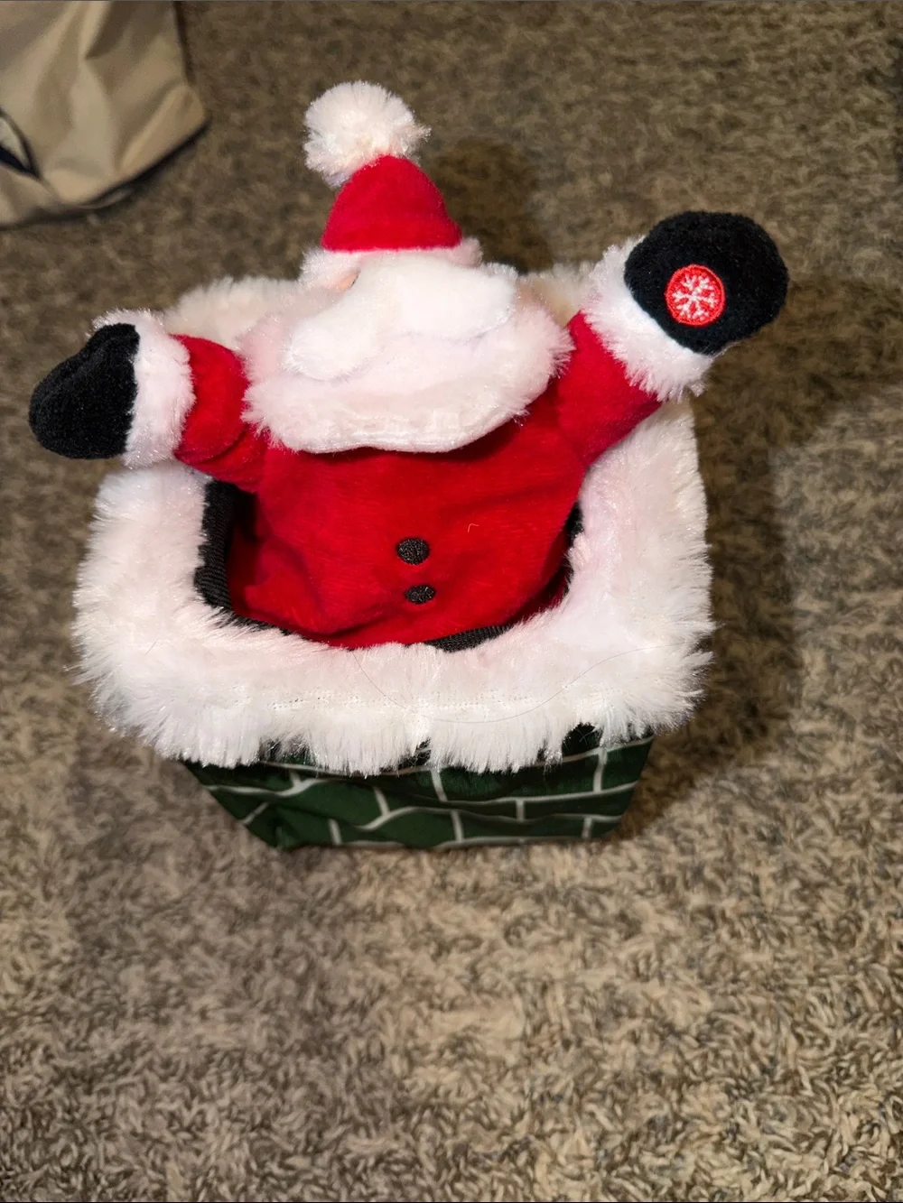 Target Red White and Black Plush Santa in Green Chimney Holiday Decor